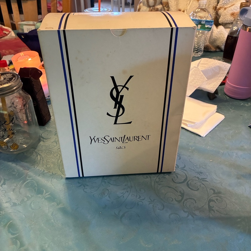 Vintage Yves Saint Laurent Black and Tan Woven Crossbody Bag & Box - Picture 12 of 15